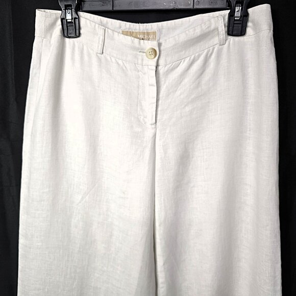 Michael Kors Women’s 100% Linen Wide-Leg Pants Off-White Size 2 - Picture 3 of 14